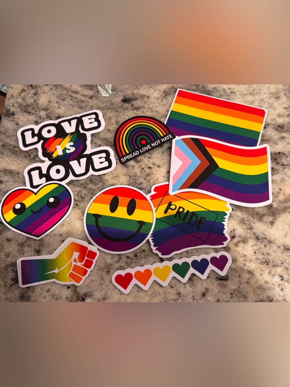 10pc decals LGBTQ+ Love Is Love Rainbow Pride Sticker Pack - Multicolor